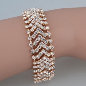 New Sterling Silver Gold Bracelets CZ V Shaped